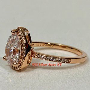 Pandora Rose Gold Sparkling Teardrop Halo Ring 186251CZ